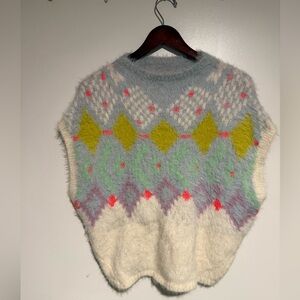 NWOT Anthropologie Fairisle Fuzzy Eyelash Pastel Sweater NWOT